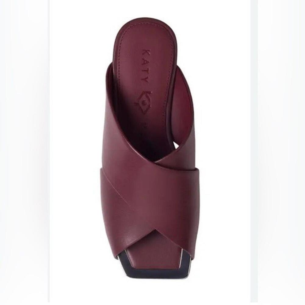 Katy Perry The Checked In Slide Sandals Cranberry Size 8 NIB Square Toe